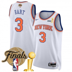New Yok Knicks  3 Josh Hart White 2026 Finals Patch And Finals Champions Patch Association Edition Stitched Basketball Jersey