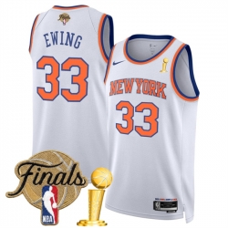 New Yok Knicks  33 Patrick Ewing White 2026 Finals Patch Association Edition Stitched Basketball Jersey