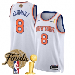 New Yok Knicks  8 OG Anunoby White 2026 Finals Patch And Finals Champions Patch Association Edition Stitched Basketball Jersey