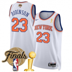 New Yok Knicks  Mitchell Robinson White 2026 Finals Patch And Finals Champions Patch Association Edition Stitched Basketball Jersey