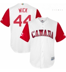 Mens Canada Baseball Majestic 44 Rowan Wick White 2017 World Baseball Classic Replica Team Jersey