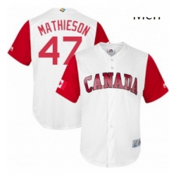 Mens Canada Baseball Majestic 47 Scott Mathieson White 2017 World Baseball Classic Replica Team Jersey