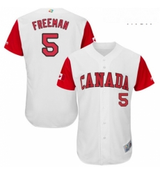 Mens Canada Baseball Majestic 5 Freddie Freeman White 2017 World Baseball Classic Authentic Team Jersey