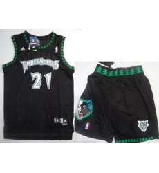 Minnesota Timberwolves 21 Kevin Garnett Black Jerseys Shorts NBA Suits