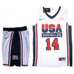 USA Basketball Retro 1992 Olympic Dream Team White Jersey & Shorts Suit #14 Charles Barkley