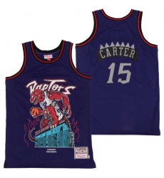 Men Raptors 15 Vince Carter Skull Edition Purple Throwback Jersey