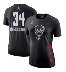 Bucks 34 Giannis Antetokounmpo Black 2019 NBA All Star Game Women's T Shirt