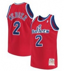 Men Bullets Chris Webber Red 2 Mitch Ness NBA Jersey