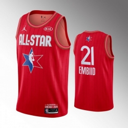 76ers 21 Joel Embiid Red 2020 NBA All Star Jordan Brand Swingman Jersey