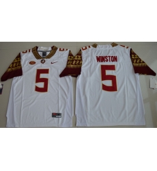 Florida State Seminoles 5 Jameis Winston White College Jersey