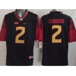 Florida State Seminoles (FSU) #2 Deion Sanders Black Stitched NCAA Limited Jersey