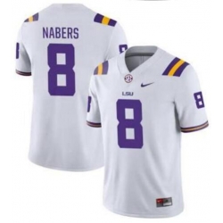 Men LSU Tigers Malik Nabers #8 White Stitched NCAA Jersey