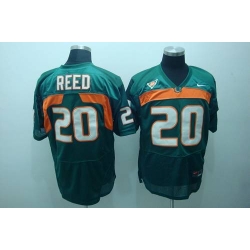 Hurricanes #20 Ed Reed Green Stitched NCAA Jerseys