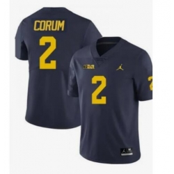 Men Michigan Wolverines Blake Corum #2 Navy High School Jersey