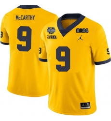 Men Michigan Wolverines J.J. Mccarthy Maize #9 College Football Yellow 2024 National Champions Jersey