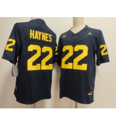 Men Michigan Wolverines Navy #22 Justice Haynes Stitched NCAA Jersey