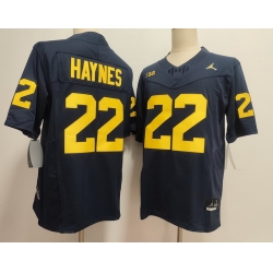Men Michigan Wolverines Navy #22 Justice Haynes Stitched NCAA Jersey