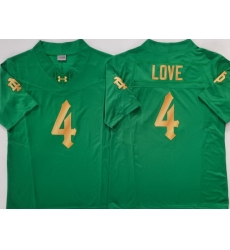 Men Notre Dame Fighting Irish #4 Love Green Gold Stitched NCAA Jersey Men Notre Dame Fighting Irish #4 Love Green Gold Stitched NCAA Jersey