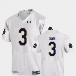 Men Notre Dame Fighting Irish Avery Davis 3 White College Football Replica Jersey