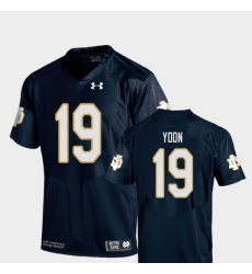 Men Notre Dame Fighting Irish Justin Yoon 19 Navy College Football Replica Jersey