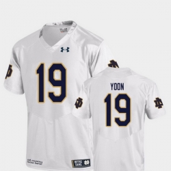 Men Notre Dame Fighting Irish Justin Yoon 19 White College Football Replica Jersey