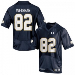 Men Under Armour 82 Replica Navy Blue Nic Weishar Notre Dame Fighting Irish Alumni Football Jersey