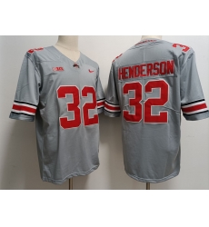 Men Nike Ohio State Buckeyes #32 TreVeyon Henderson Gray College Football Jersey