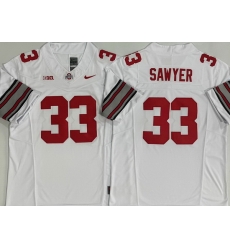 Men Ohio State Buckeyes #33 Jack Sawyer White Stitched NCAA Jersey Men Ohio State Buckeyes #33 Jack Sawyer White Stitched NCAA Jersey