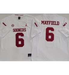 Men Oklahoma Sooners White #6 Baker Mayfield Stitched NCAA Jersey