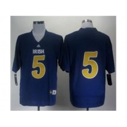 Ncaa Fighting Irish Menti Te o #5 Blue Embroidered Jerseys