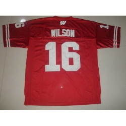 Badgers #16 Russell Wilson Red Embroidered NCAA Jersey