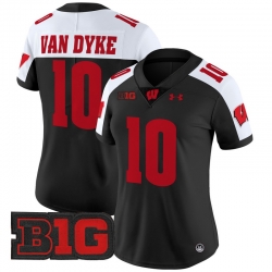 Women Wisconsin Badgers 10 Tyler Van Dyke Black Alternate 2024 Vapor Limited Jersey All Stitched