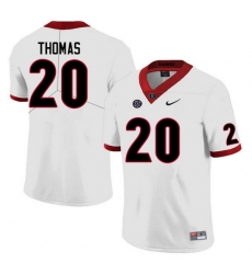 Men #20 JaCorey Thomas Georgia Bulldogs College Football Jerseys Sale-White Anniversary