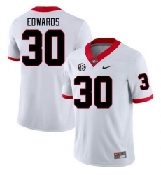 Men #30 Daijun Edwards Georgia Bulldogs College Football Jerseys Stitched-White