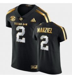 Men Texas A&M Aggies Johnny Manziel Golden Edition Black Authentic Jersey