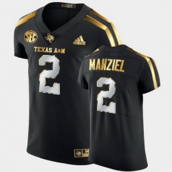 Men Texas A&M Aggies Johnny Manziel Golden Edition Black Authentic Jersey