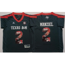 Texas A 26M Aggies 2 Johnny Manziel Black Portrait Number College Jersey