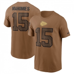 Men Kansas City Chiefs 15 Patrick Mahomes 2023 Brown Salute To Service Name  26 Number T Shirt