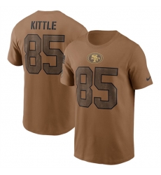 Men San Francisco 49ers 85 George Kittle 2023 Brown Salute To Service Name Number T Shirt