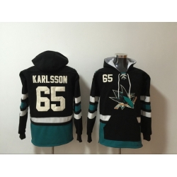 Men San Jose Sharks 65 Erik Karlsson Black Stitched Hoodie