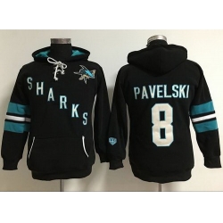 San Jose Sharks 8 Joe Pavelski Black Women Old Time Heidi Hoodie NHL Hoodie