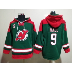 Men New Jersey Devils 9 Taylor Hall Green Stitched Hoody