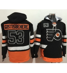 Men Philadelphia Flyers 53 Shayne Gostisbehere Black Name  26 Number Pullover NHL Hoodie