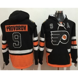 Men Philadelphia Flyers 9 Ivan Provorov Black Name  26 Number Pullover NHL Hoodie