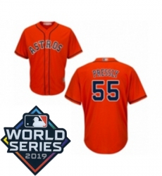 Mens Houston Astros 55 Ryan Pressly Replica Orange Alternate Cool Base Baseball jersey