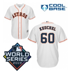 Mens Majestic Houston Astros 60 Dallas Keuchel Replica White Home Cool Base Sitched 2019 World Series Patch Jersey