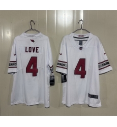 Men Arizona Cardinals  4 Jeremiyah Love White 2026 Draft Vapor Untouchable Limited Stitched Jersey