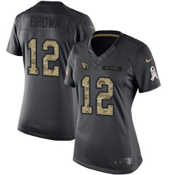 Nike Cardinals #12 John Brown Black Womens Stitched NFL Limited 2016 Salute to Service Jersey