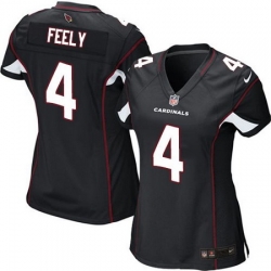 Women Nike Cardinals 4 Jay Feely Black Game Jersey