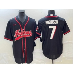 Men Atlanta Falcons 7 Bijan Robinson Black With Patch Cool Base Stitched Baseball Jersey